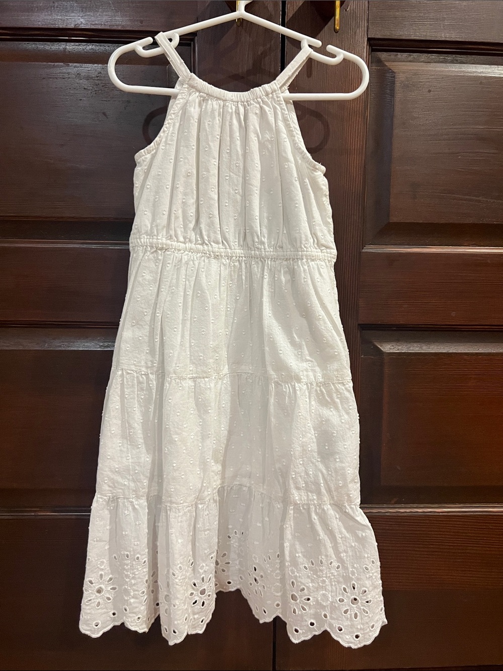 GAP White Eyelet Halter Tiered Sundress